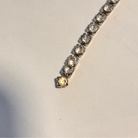 Vintage crystal black and clear, rhodium overlay necklace bracelet set prongset - Picture 8 of 11